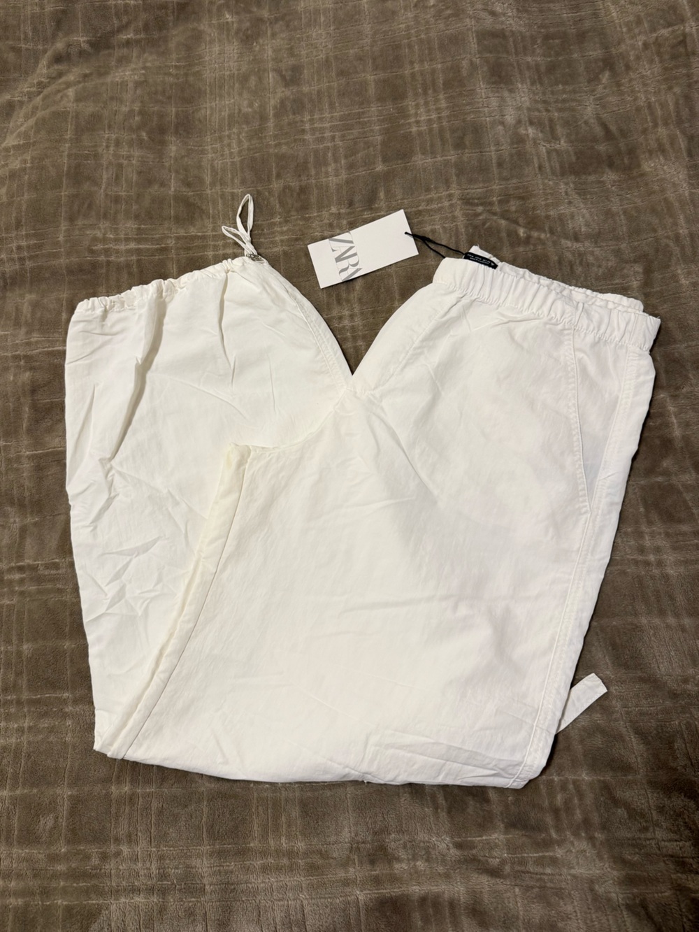 ZARA White Pants with Drawstring